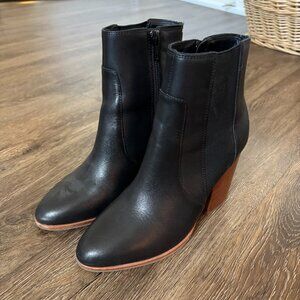 Black Leather Heeled Booties